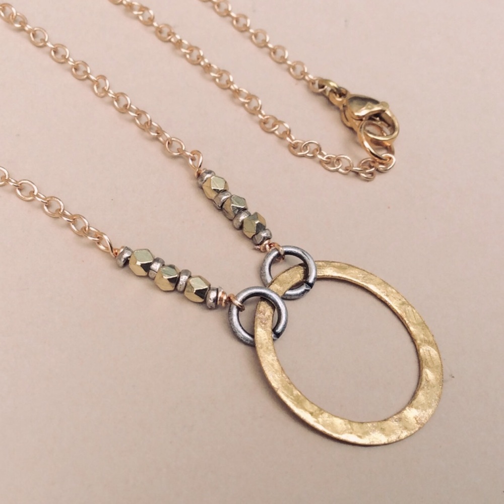 Handcrafted Sundance charm necklace gold plated nugget accent